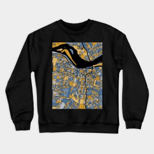 Louisville Map Pattern in Blue & Gold Crewneck Sweatshirt